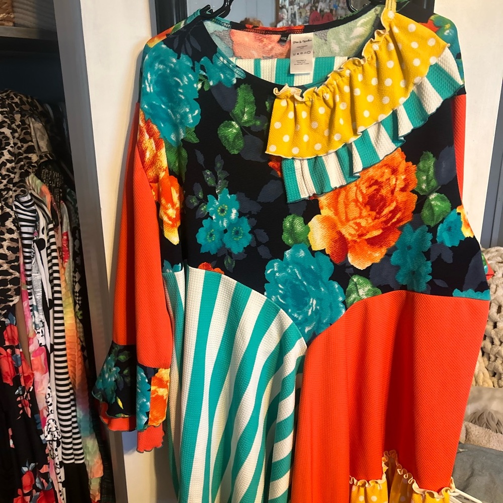 Mixed pattern outfit
